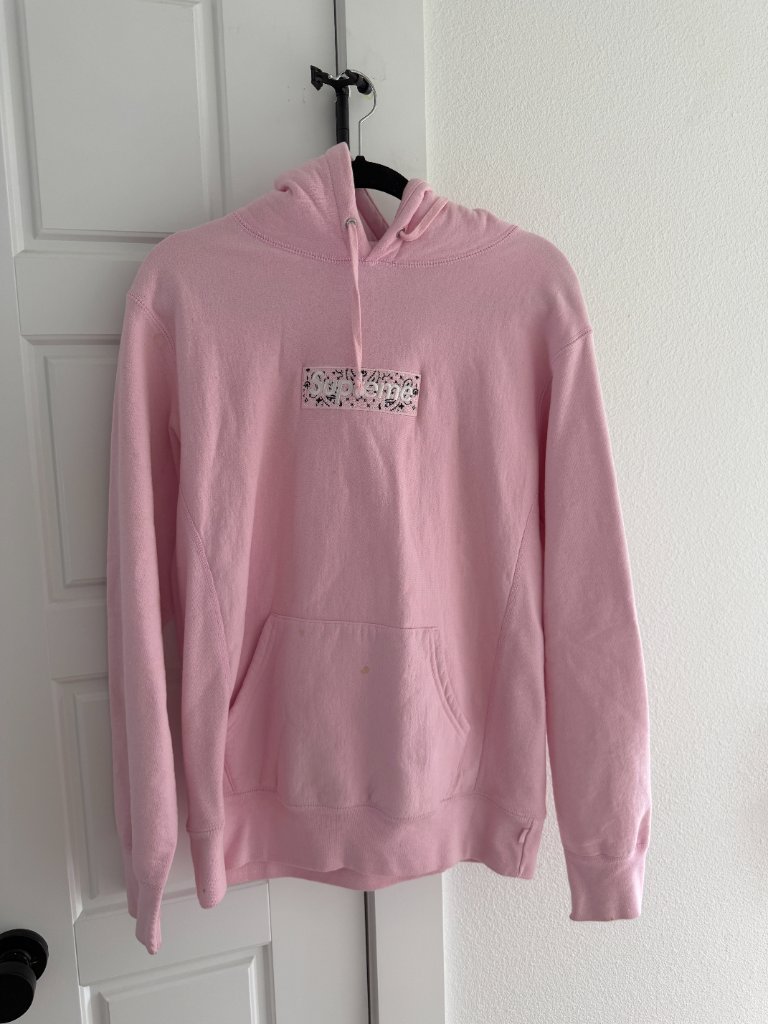 Authentic Supreme Bandana Box Logo Hoodie In Pink  Size Medium